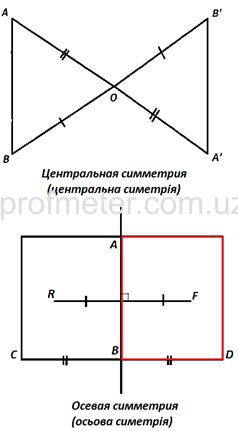 Осевая и центральная симметрия. Симметрия относительно точки или прямой.