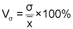 Формула вычисления коэффициента вариации статистического ряда данных