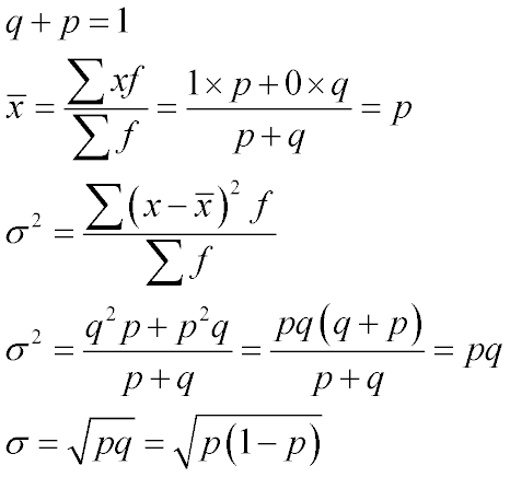 Выведение универсальной формулы для нахождения дисперсии альтернативного признака