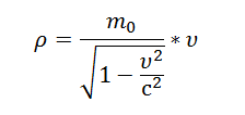 Формула определения величины импульса в теории относительности