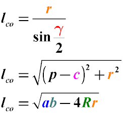 Формулы, описывающие взаимоотношения длины отрезка биссектрисы до центра пересечения биссектрис треугольника, радиусов вписанной и описанной окружностей и длин сторон этого треугольника