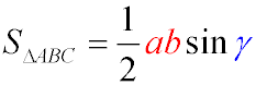 The area of a triangle is equal to half the product of its two sides by the sine of the angle between them