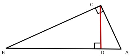 Прямокутний трикутник із висотою, опущеною на гіпотенузу
