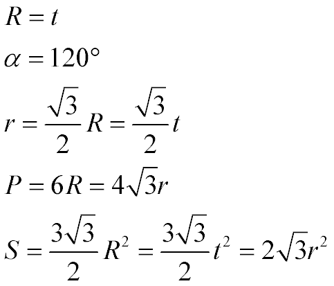 Площадь правильного описанного шестиугольника