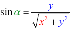 sin⁡ α for triangle OBC (where the coordinates of point B are (x, y)) will be equal to