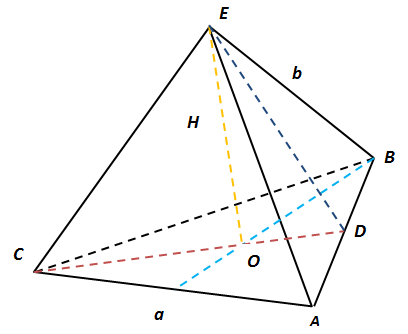 Правильная треугольная пирамида (тетраэдр) с проведенной высотой, апофемой, и высотой основания. Правильна трикутна піраміда (тетраедр) з проведеною висотою, апофемою, і висотою основи.