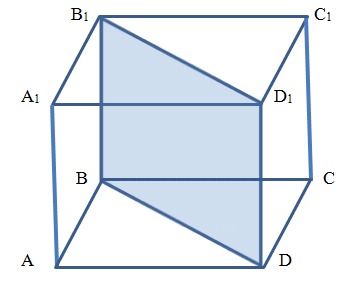 Прямая правильная четырехугольная призма, через которую проведено диагональное сечение