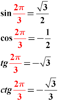 Значения синуса, косинуса, тангенса, котангенса для угла 2 пи / 3 радиан (2 pi / 3). sin 2π/3, cos 2π/3, tan 2π/3, ctg 2π/3