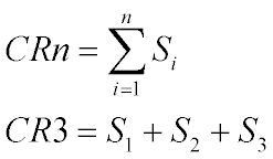 Формула расчета индекса CR - Concentration Ratio, отражающего долю монополизации рынка